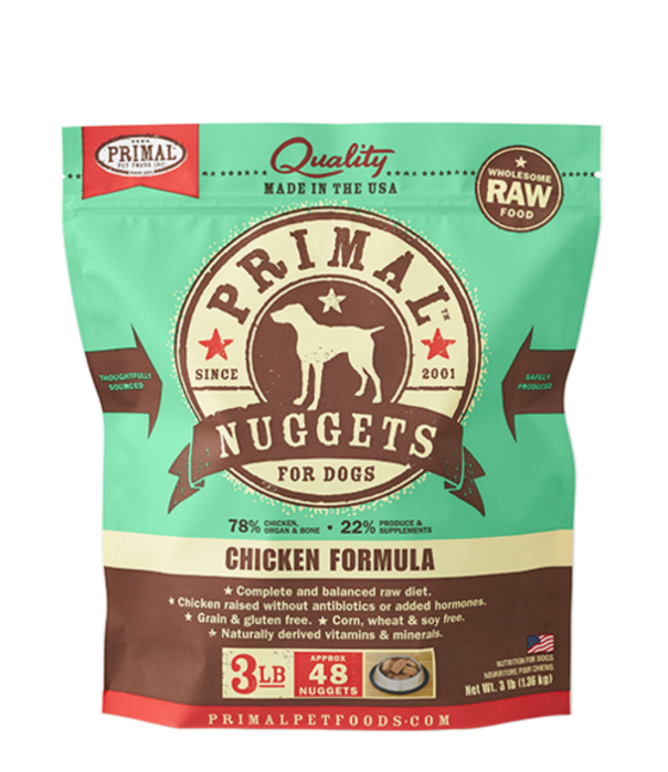 Primal Frozen Raw Dog Chicken Nuggets 3 Lb