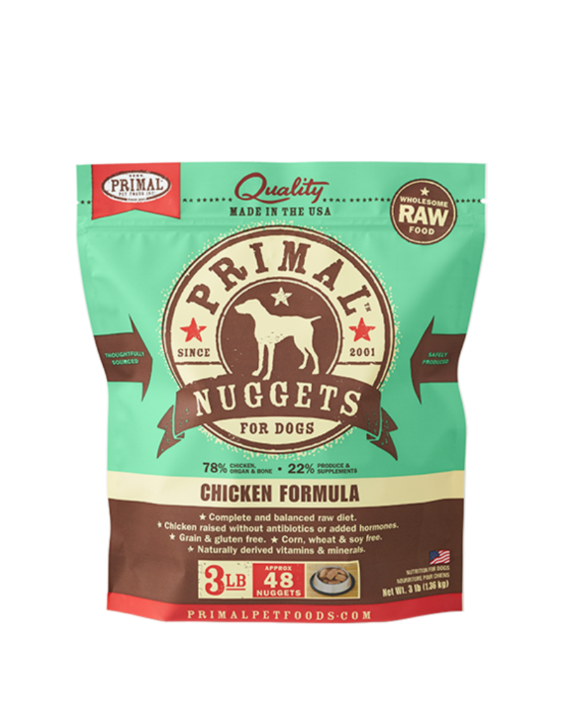 Primal Frozen Raw Dog Chicken Nuggets 3 Lb