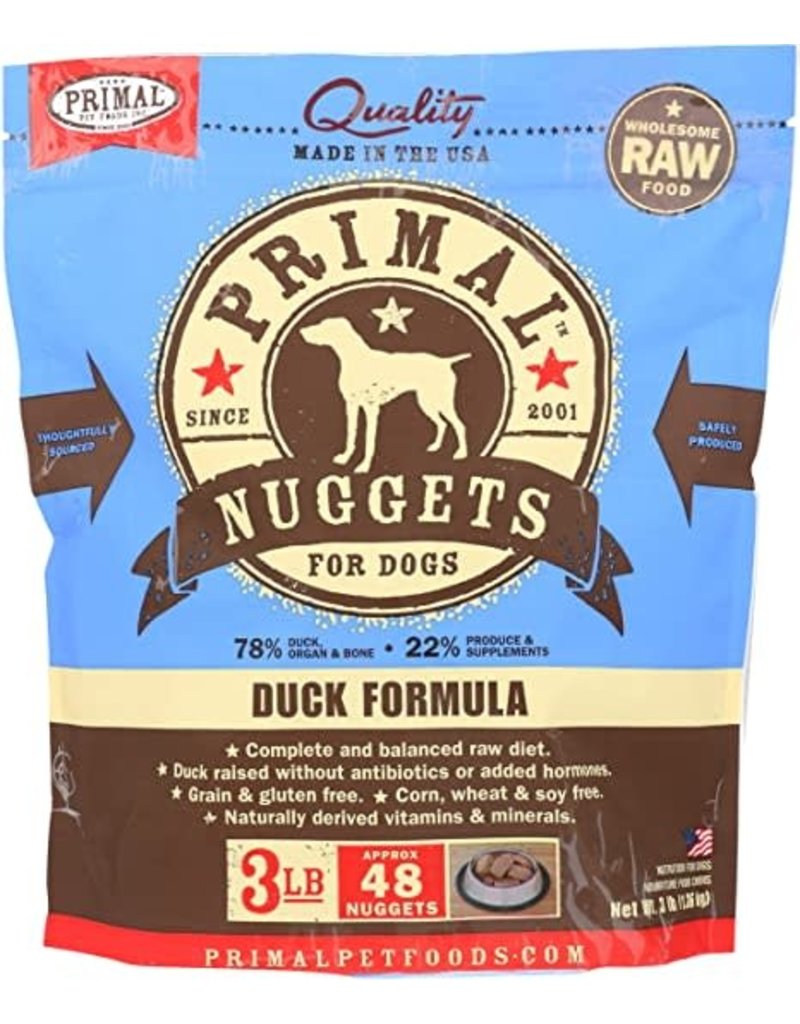 Primal Frozen Raw Dog Duck Nuggets 3 Lb