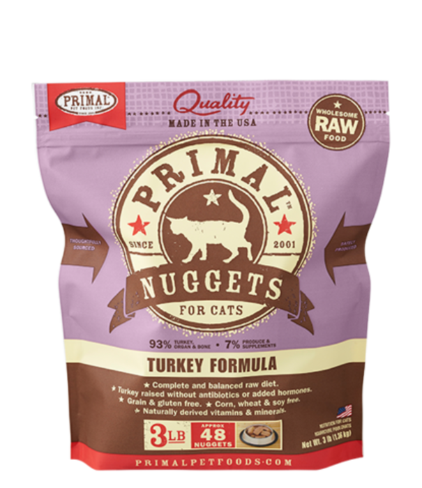 Primal Raw Frozen Cat Turkey Nuggets 3 lb