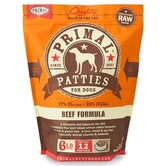 Primal Dog Frozen Raw Beef Patties 6 Lb