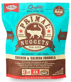 Primal Frozen Raw Cat Chicken/Salmon Nuggets 3 Lb