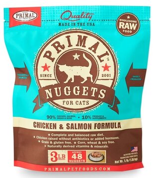 Primal Frozen Raw Cat Chicken/Salmon Nuggets 3 Lb