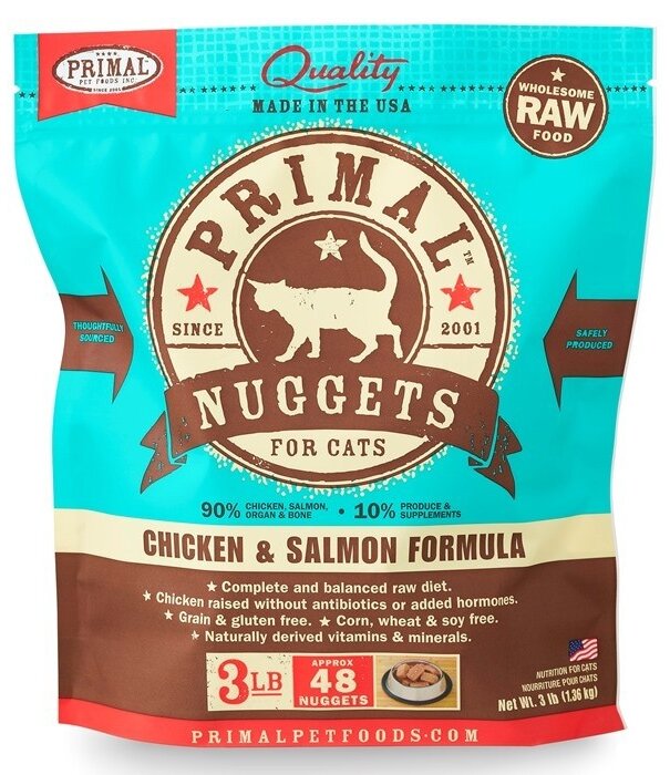 Primal Frozen Raw Cat Chicken/Salmon Nuggets 3 Lb