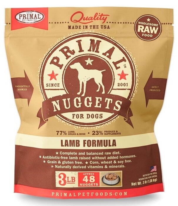 Primal Frozen Raw Dog Lamb Nuggets 3 Lb