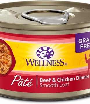 Wellness Canned Cat Beef & Chicken Pate 5.5 Oz