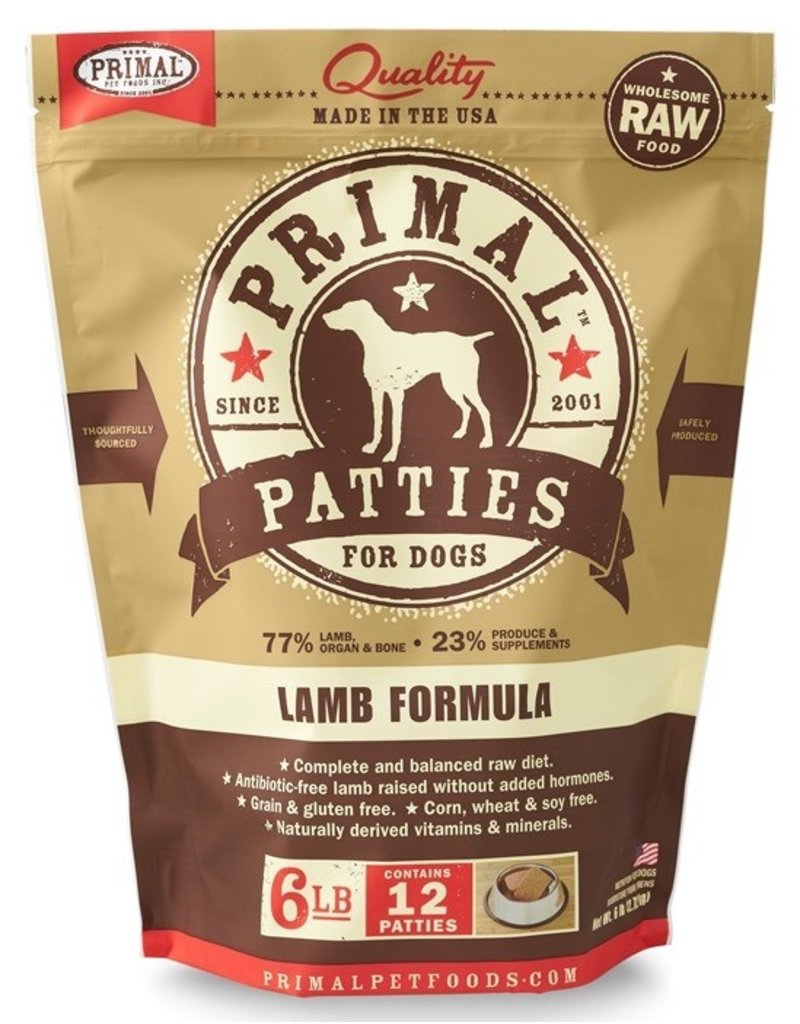 Primal Dog Frozen Raw Lamb Patties 6 LB