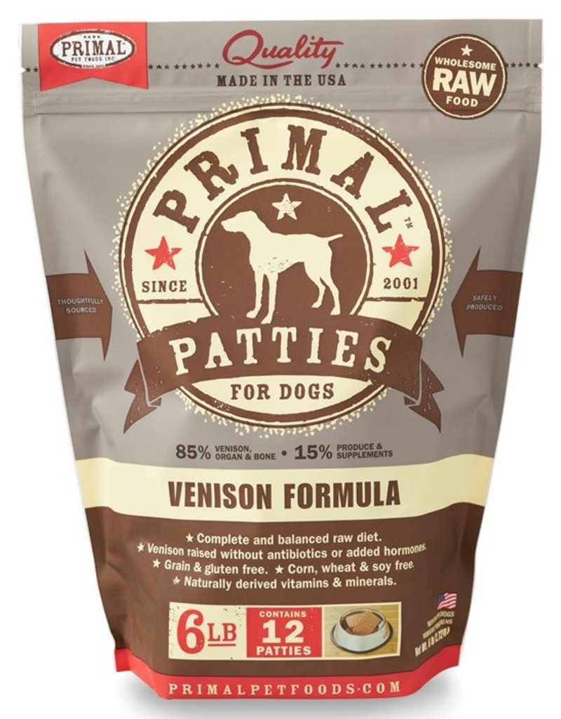 Primal Dog Frozen Raw Venison Patties 6 Lb