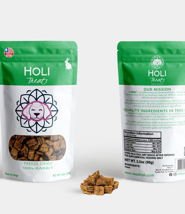 Holi Chow Holi Chow Dog Freeze Dried Rabbit Treats 3.5 OZ