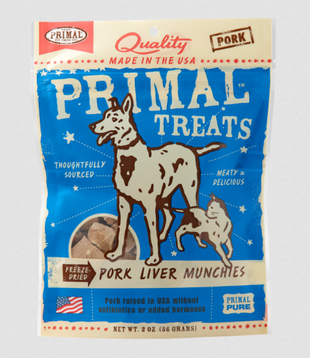 Primal Dog Treats Pork Liver Munchies 2 OZ