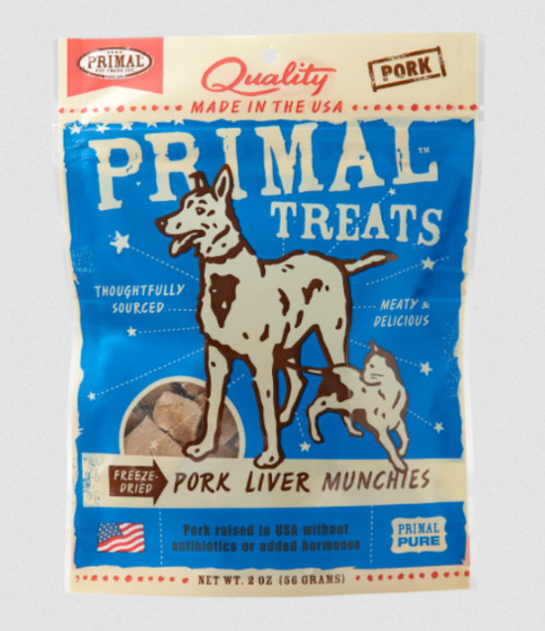Primal Dog Treats Pork Liver Munchies 2 OZ