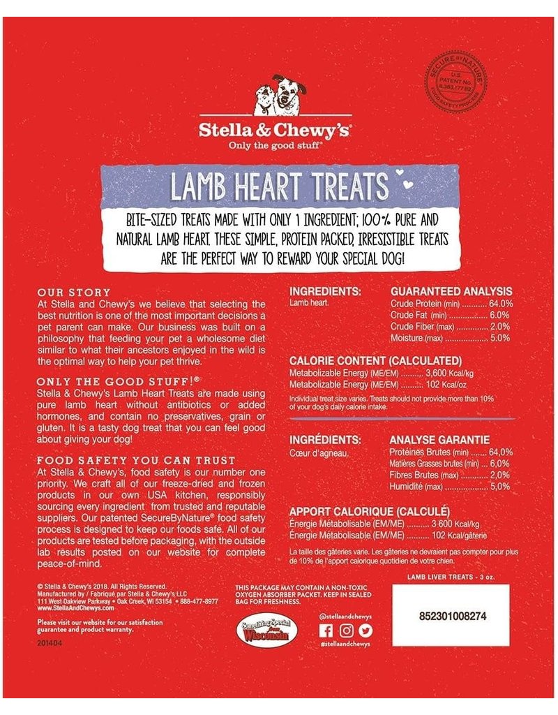 Stella & Chewy's Lamb Heart Treats 3 oz
