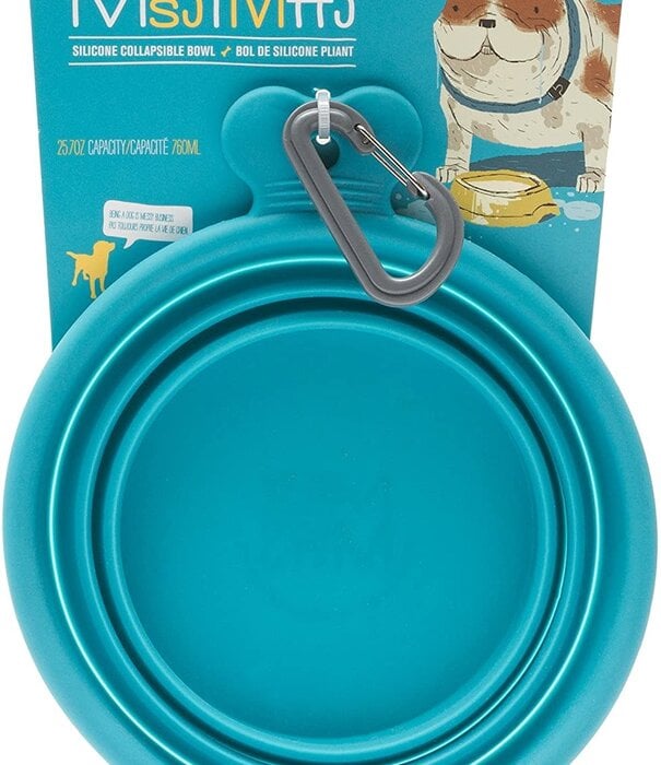 Messy Mutts Messy Mutts Collapsible Bowl Blue 1.5 Cup