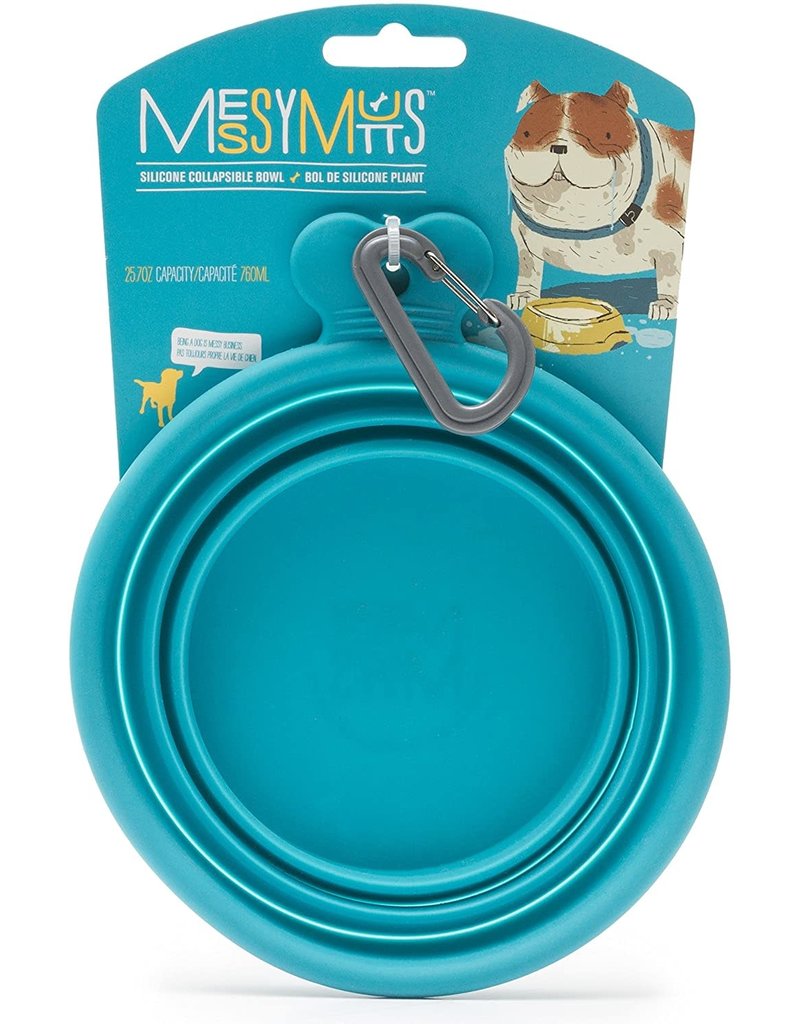 Messy Mutts Messy Mutts Collapsible Bowl Blue 1.5 Cup