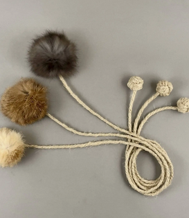 Pawsome Pet Toys Rabbit Fur Ball Cat Toy With Rope