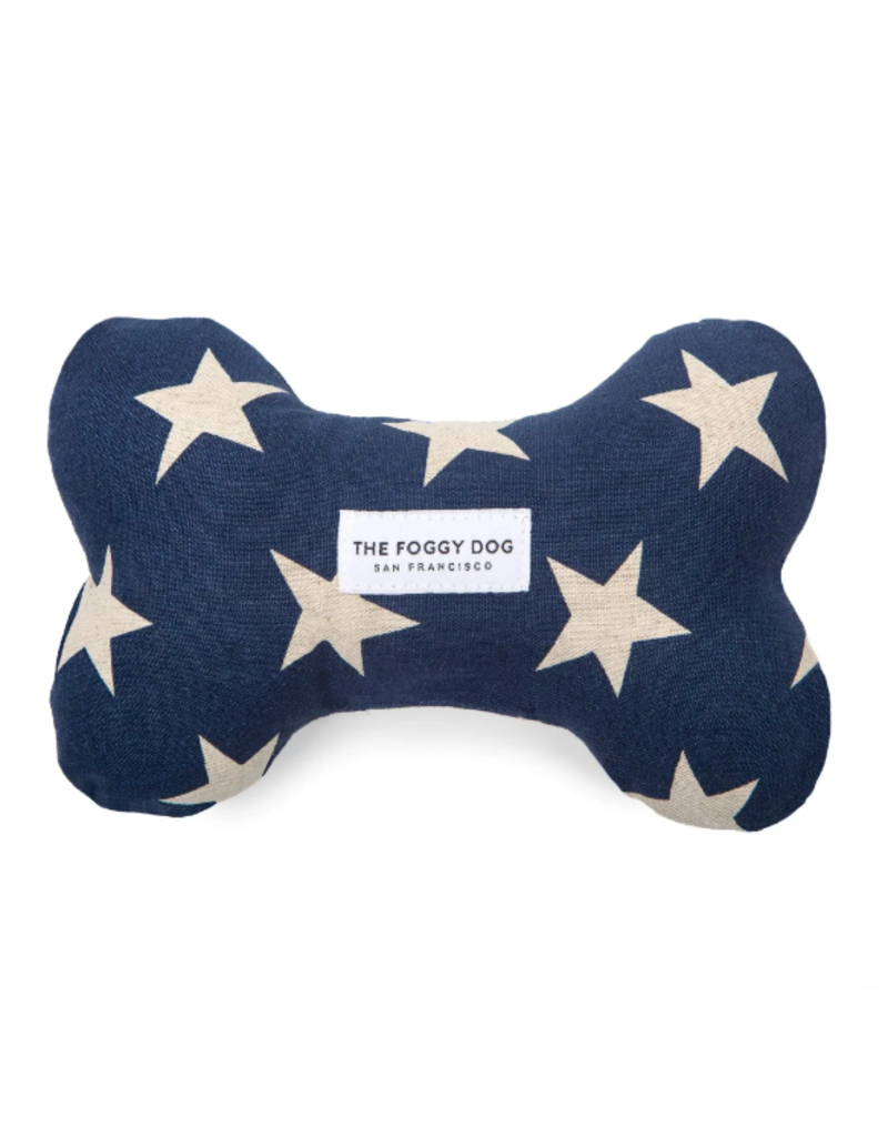 The Foggy Dog The Foggy Dog Navy Stars Dog Bone Squeaky Toy