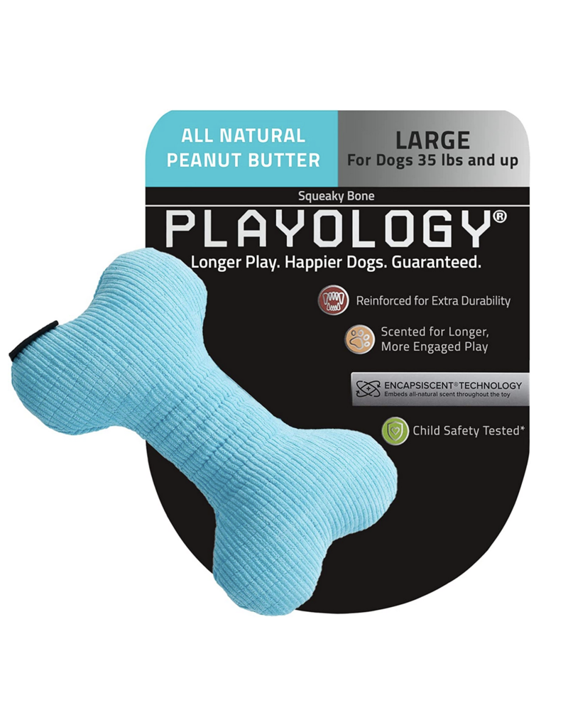 Playology Playology  Scented Plush Squeaky Bone Medium Peanut Butter