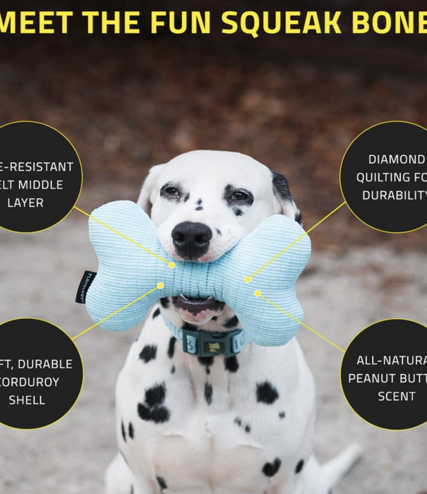 Playology Playology  Scented Plush Squeaky Bone Medium Peanut Butter