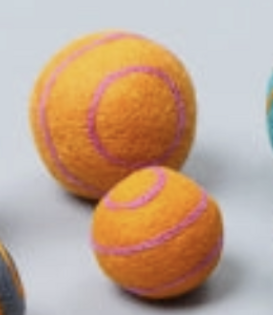 Ware of the Dog SMALL BALL ORANGE/PINK STRIPE