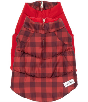Lucy & Co. Reversible Puffer Vest Holly Jolly