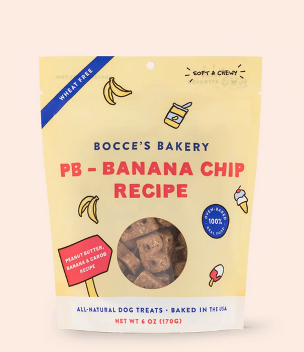 Bocce's Bakery Bocce's Bakery Peanut Butter Banana Chip Soft & Chewy Dog Treat 6 oz