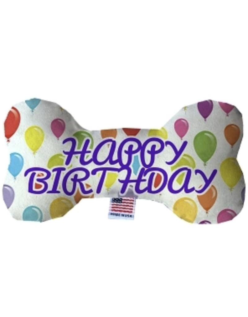 Mirage Pet Products Mirage Pet Happy Birthday Balloons Fluffy Bone Dog Toy 6 in