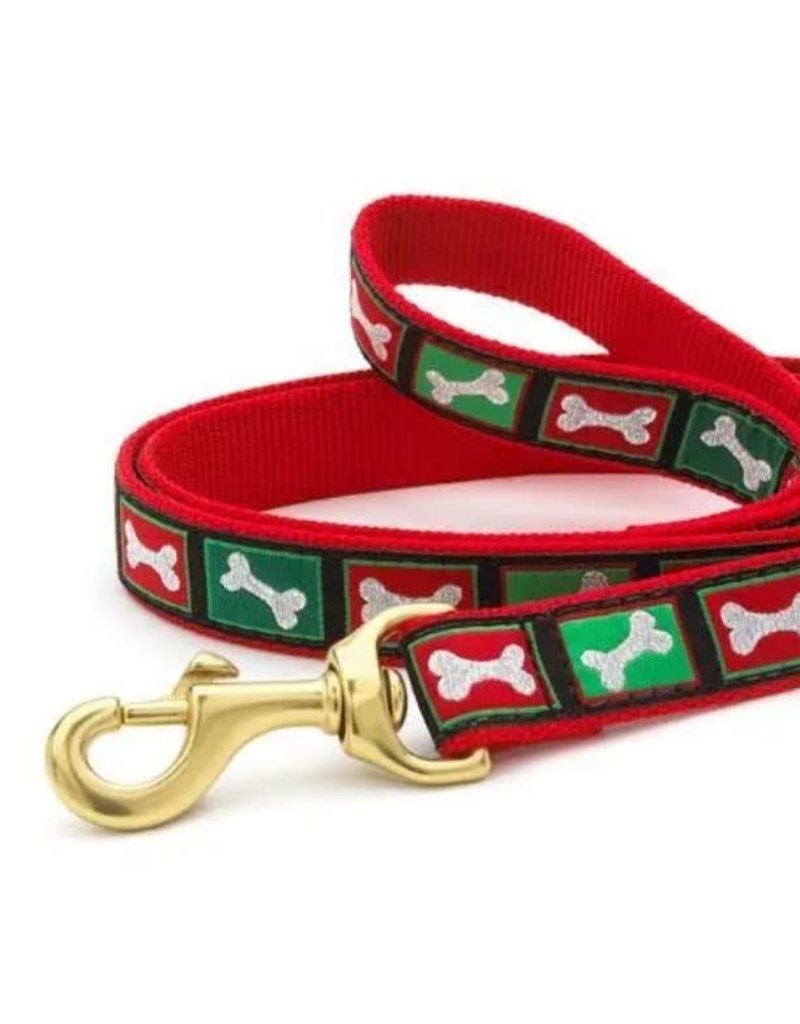 Up Country Holiday Collar Christmas Bones Dog Lead 6ft