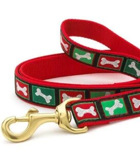 Up Country Holiday Collar Christmas Bones Dog lead 4ft