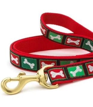 Up Country Holiday Collar Christmas Bones Dog lead 4ft