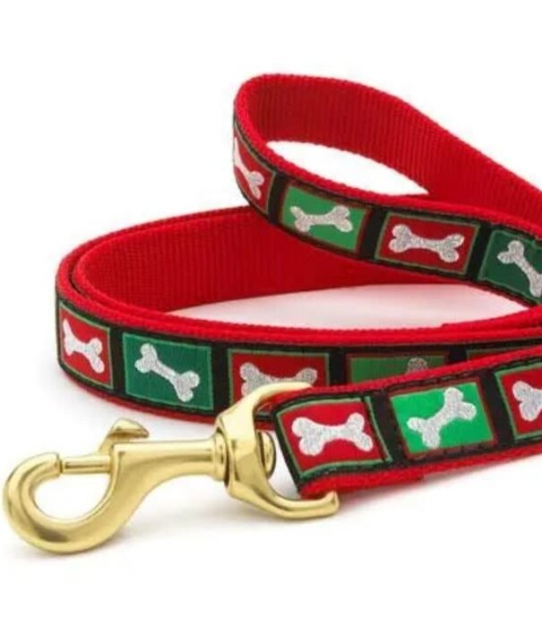 Up Country Holiday Collar Christmas Bones Dog lead 4ft