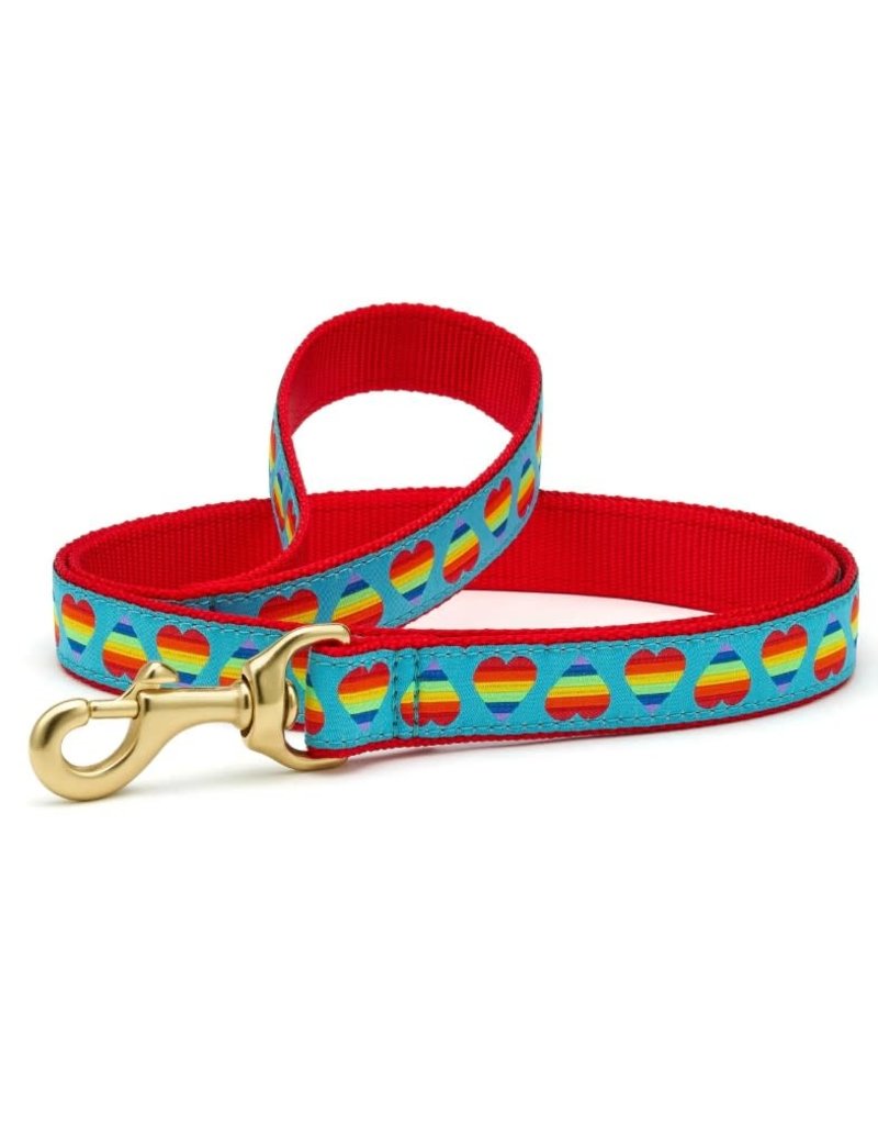 Up Country Rainbow Hearts Dog Lead Wide 4 ft