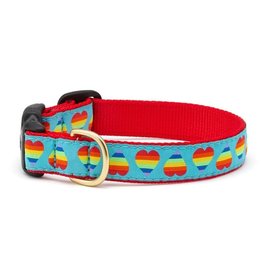 Up Country Rainbow Hearts Dog Collar Wide Medium