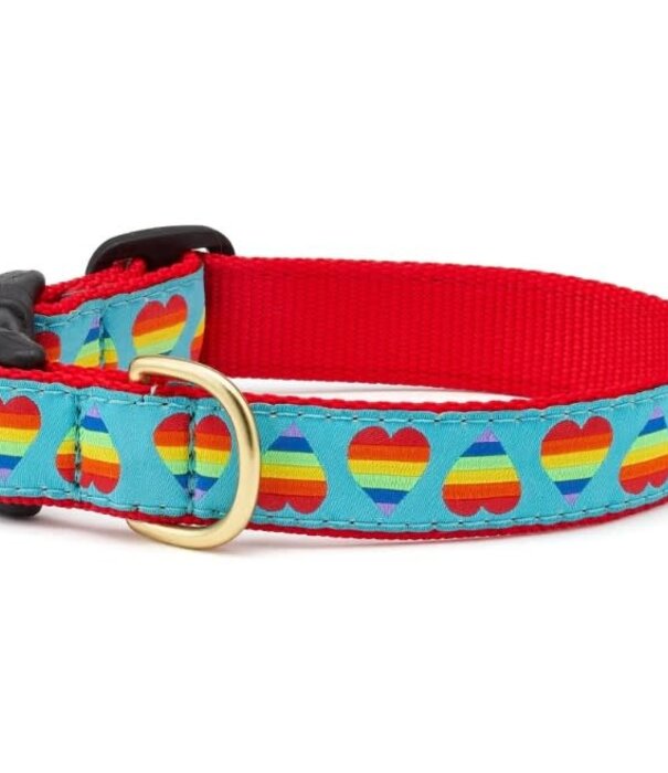 Up Country Rainbow Hearts Dog Collar Wide Medium
