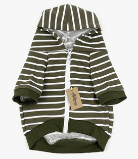 Milltown Brand Zip Up Hoodie Olive Stripe