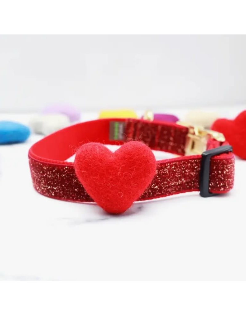 MIMI GREEN Mimi Green Valentine's Day We Heart Dog Collar Accessory RED Large