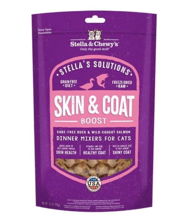 Stella & Chewy's Cat Solutions Skin & Coat Boost Freeze-Dried Duck 7.5 OZ