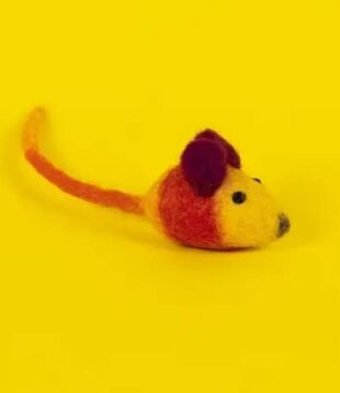 Ware of the Dog Wool Mouse Cat Toy Yellow/Red