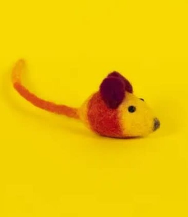WARE OF THE DOG Ware of the Dog Wool Mouse Cat Toy Yellow/Red