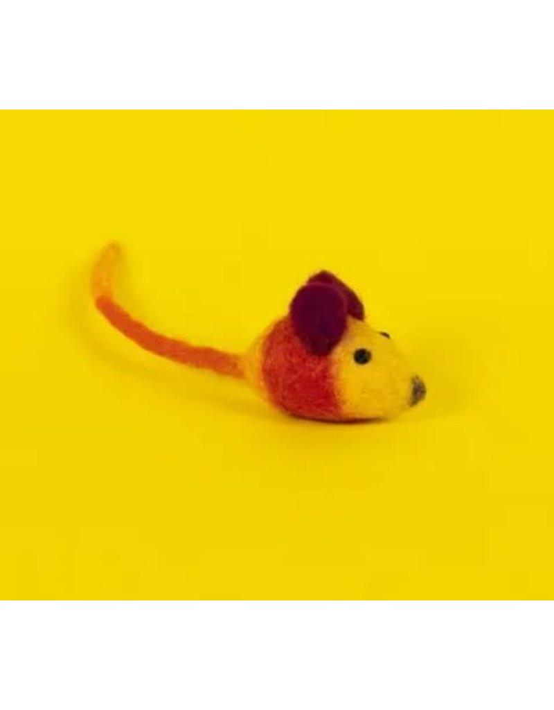 WARE OF THE DOG Ware of the Dog Wool Mouse Cat Toy Yellow/Red