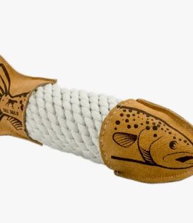 Tall Tails Natural Leather Trout Rope Tug Dog Toy 15"
