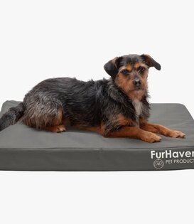 FurHaven Pet Oxford Indoor/Outdoor Cooling Gel Top Deluxe Pet Bed Stone Grey Medium
