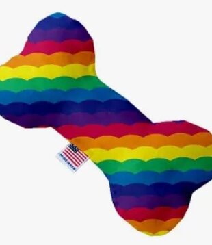 Mirage Pet Products Scalloped Rainbow Dog Bone 6 IN