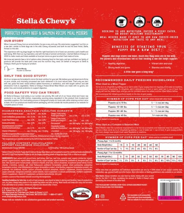 Stella & Chewy's Puppy Freeze-Dried Meal Mixer Salmon & Beef 18 oz