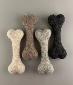 Pawsome Pet Toys Felted Wool Bone Dog Toy