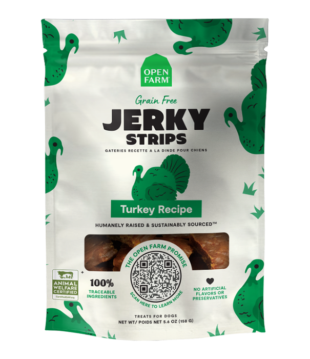 Open Farm Dog Grain Free Jerky Strips Turkey 5.6 Oz