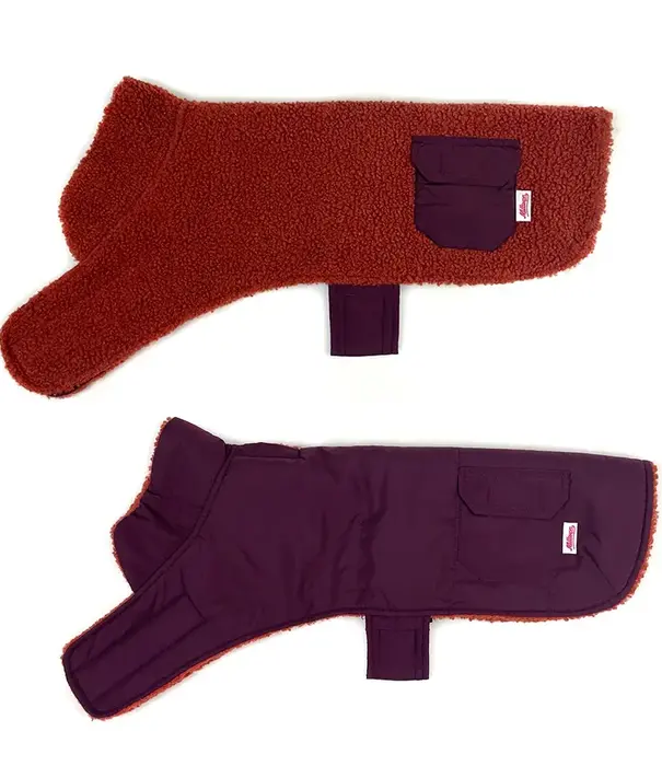 Milltown Brand Milltown Brand Dog Reversible Puffer/Teddy Fleece Coat 2XL Burgundy
