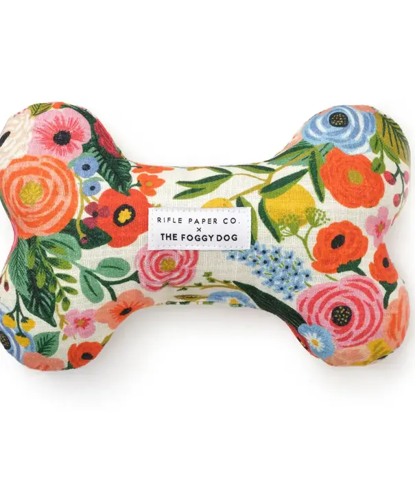 The Foggy Dog Rifle Paper Co. x TFD Garden Party Dog Bone Squeaky Toy