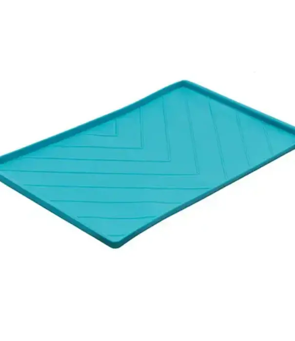 Messy Mutts Messy Mutts Silicone Food Mat Raised Edge Blue Medium
