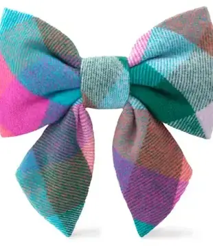 The Foggy Dog Color Pop Flannel Lady Dog Bow Tie Large