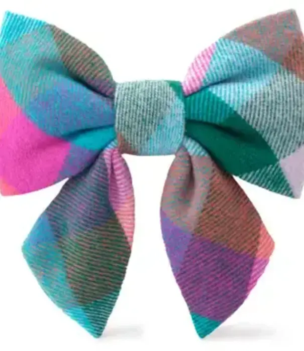 The Foggy Dog The Foggy Dog Color Pop Flannel Lady Dog Bow Tie Large